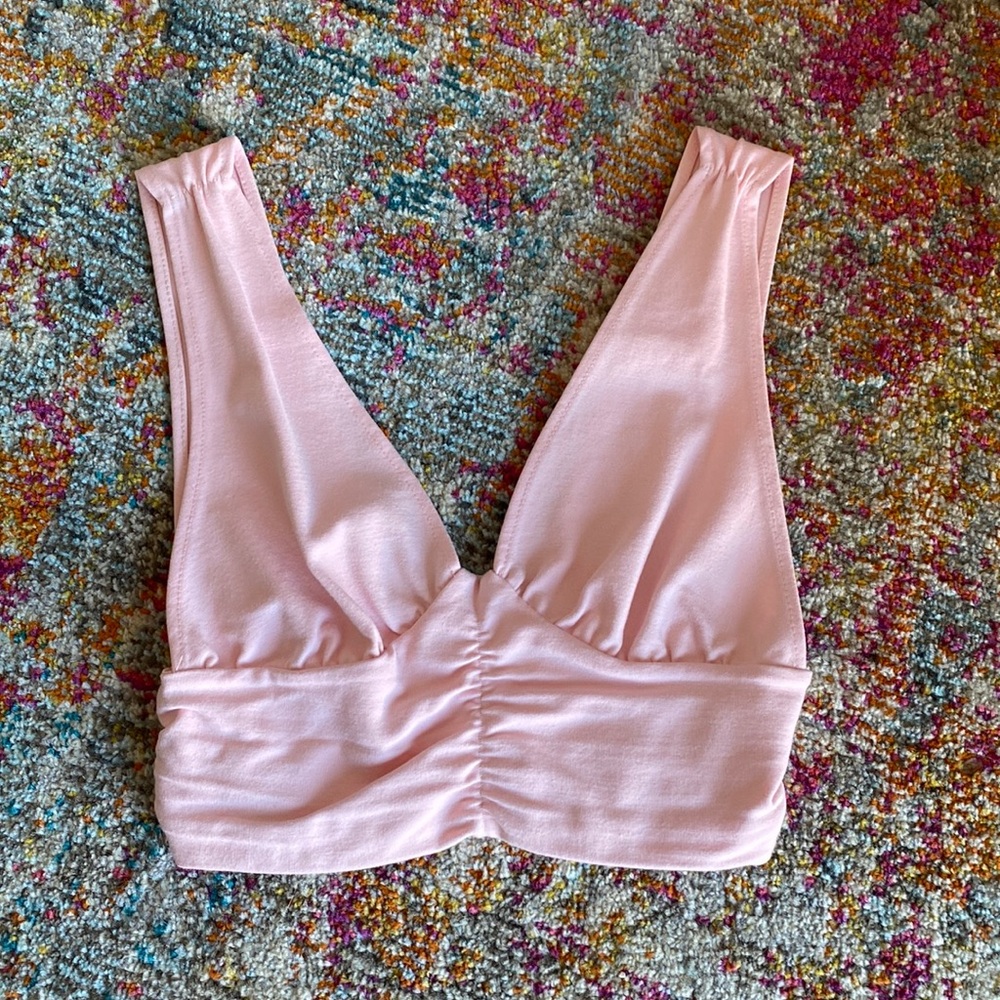 Glassons Gathered Pink Crop Tank Top Size Small